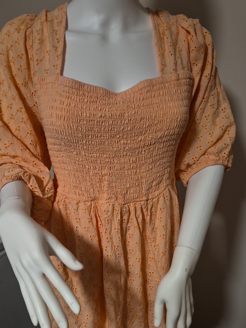 torrid Peach Eyelet Smocked Camisole Dress